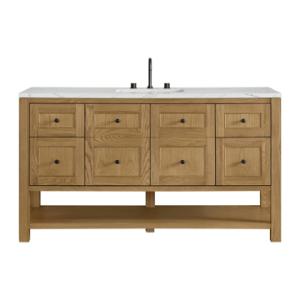 Breckenridge 60IN Single Vanity Light Natural Oak w/ 3 CM Ethereal Noctis Quartz Top