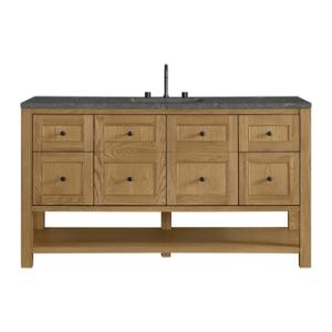 Breckenridge 60IN Single Vanity Light Natural Oak w/ 3 CM Parisien Bleu Top