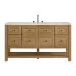 Breckenridge 60IN Single Vanity Light Natural Oak w/ 3 CM Victorian Silver Quartz Top
