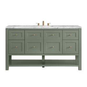 Breckenridge 60IN Single Vanity Smokey Celadon w/ 3 CM Carrara Marble Top
