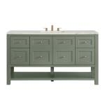 Breckenridge 60IN Single Vanity Smokey Celadon w/ 3 CM Victorian Silver Quartz Top
