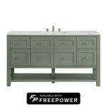 Breckenridge 60IN Single Vanity Smokey Celadon w/ 3 CM Ethereal Noctis Quartz Top w/ Faucet Plate