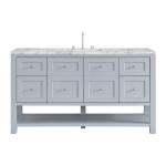 Breckenridge 60IN Single Vanity Serenity Blue w/ 3 CM Carrara Marble Top