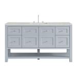 Breckenridge 60IN Single Vanity Serenity Blue w/ 3 CM Eternal Jasmine Pearl Quartz Top