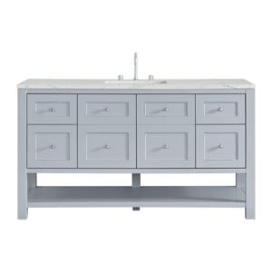 Breckenridge 60IN Single Vanity Serenity Blue w/ 3 CM Ethereal Noctis Quartz Top