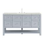 Breckenridge 60IN Single Vanity Serenity Blue w/ 3 CM Victorian Silver Quartz Top