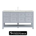 Breckenridge 60IN Single Vanity Serenity Blue w/ 3 CM Victorian Silver Quartz Top w/ Faucet Plate