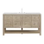 Breckenridge 60IN Single Vanity Whitewashed Oak w/ 3 CM Eternal Jasmine Pearl Quartz Top