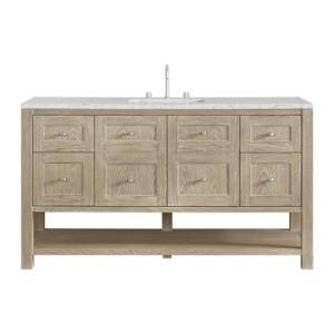 Breckenridge 60IN Single Vanity Whitewashed Oak w/ 3 CM Eternal Jasmine Pearl Quartz Top