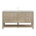 Breckenridge 60IN Single Vanity Whitewashed Oak w/ 3 CM Lime Delight Quartz Top