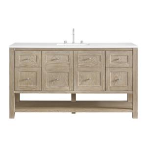 Breckenridge 60IN Single Vanity Whitewashed Oak w/ 3 CM White Zeus Quartz Top