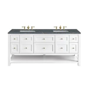 Breckenridge 72IN Double Vanity Bright White w/ 3 CM Parisien Bleu Top