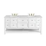 Breckenridge 72IN Double Vanity Bright White w/ 3 CM Victorian Silver Top