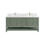 Breckenridge 72IN Double Vanity Smokey Celadon w/ Single Hole 3 CM White Zeus Top & Backsplash