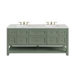 Breckenridge 72IN Double Vanity Smokey Celadon w/ 3 CM Victorian Silver Top
