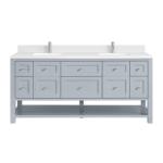 Breckenridge 72IN Double Vanity Serenity Blue w/ Double Hole 3 CM White Zeus Quartz Top & Backsplash