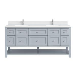 Breckenridge 72IN Double Vanity Serenity Blue w/ Double Hole 3 CM White Zeus Quartz Top & Backsplash