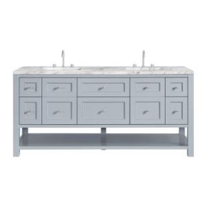 Breckenridge 72IN Double Vanity Serenity Blue w/ 3 CM Carrara Marble Top