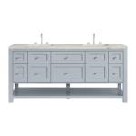Breckenridge 72IN Double Vanity Serenity Blue w/ 3 CM Victorian Silver Quartz Top