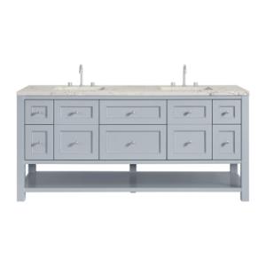 Breckenridge 72IN Double Vanity Serenity Blue w/ 3 CM Victorian Silver Quartz Top