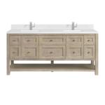 Breckenridge 72IN Double Vanity Whitewashed Oak w/ Single Hole 3 CM White Zeus Silestone Top & Backsplash