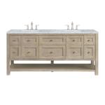 Breckenridge 72IN Double Vanity Whitewashed Oak w/ 3 CM Carrara White Marble Top