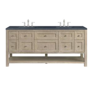 Breckenridge 72IN Double Vanity Whitewashed Oak w/ 3 CM Charcoal Soapstone Silestone Top