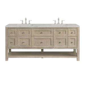 Breckenridge 72IN Double Vanity Whitewashed Oak w/ 3 CM Eternal Jasmine Pearl Silestone Top