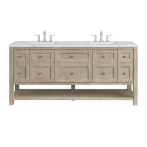 Breckenridge 72IN Double Vanity Whitewashed Oak w/ 3 CM Ethereal Noctis Silestone Top