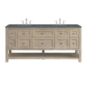 Breckenridge 72IN Double Vanity Whitewashed Oak w/ 3 CM Parisien Bleu Silestone Top