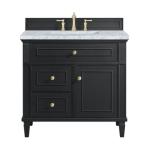 Lorelai 36IN Single Vanity Black Onyx w/ Carrara White Marble Top