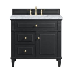 Lorelai 36IN Single Vanity Black Onyx w/ Carrara White Marble Top