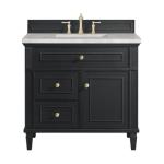 Lorelai 36IN Single Vanity Black Onyx w/ Victorian Silver Top