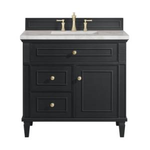 Lorelai 36IN Single Vanity Black Onyx w/ Victorian Silver Top