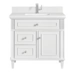 Lorelai 36IN Single Vanity Bright White w/ White Zeus Quartz Top