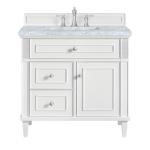 Lorelai 36IN Single Vanity Bright White w/ Carrara White Marble Top