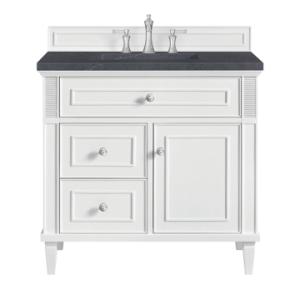 Lorelai 36IN Single Vanity Bright White w/ Charcoal Soapstone Top