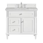 Lorelai 36IN Single Vanity Bright White w/ 3 CM Victorian Silver Silestone Top