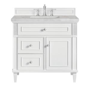 Lorelai 36IN Single Vanity Bright White w/ 3 CM Victorian Silver Silestone Top