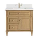 Lorelai 36IN Single Vanity Light Natural Oak w/ Single Hole 3 CM White Zeus Silestone Top & Backsplash