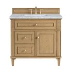 Lorelai 36IN Single Vanity Light Natural Oak w/ 3 CM Carrara White Marble Top