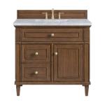 Lorelai 36IN Single Vanity Mid-Century Walnut w/ 3 CM Carrara White Marble Top