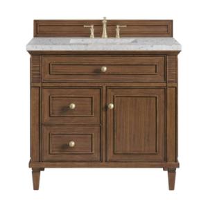 Lorelai 36IN Single Vanity Mid-Century Walnut w/ 3 CM Eternal Jasmine Pearl Silestone Top