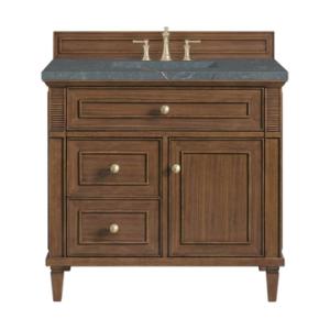 Lorelai 36IN Single Vanity Mid-Century Walnut w/ 3 CM Parisien Bleu Silestone Top