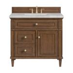 Lorelai 36IN Single Vanity Mid-Century Walnut w/ 3 CM Victorian Silver Silestone Top