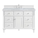 Lorelai 48IN Single Vanity Bright White w/ 3 CM Carrara White Marble Top