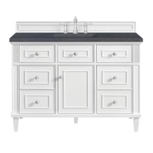 Lorelai 48IN Single Vanity Bright White w/ 3 CM Charcoal Soapstone Silestone Top
