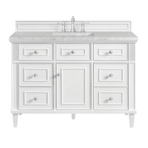 Lorelai 48IN Single Vanity Bright White w/ 3 CM Eternal Jasmine Pearl Silestone Top