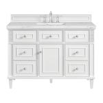 Lorelai 48IN Single Vanity Bright White w/ 3 CM Ethereal Noctis Silestone Top