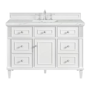 Lorelai 48IN Single Vanity Bright White w/ 3 CM Ethereal Noctis Silestone Top